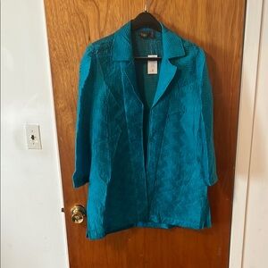 Chico's Blue Summer Crushed Blazer with Classic Lapel. Size 2 (L). New with tag